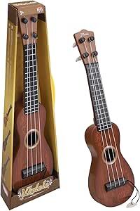 38 cm Beginner Musical Guitar with 4 Adjustable Strings for Boys and Girls, Dark Brown