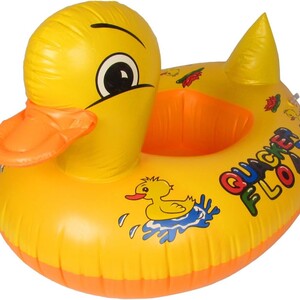 عوامة سباحة للأطفال قابلة للنفخ بتصميم بطة صفراء "Quacker Float" – تيوب مسبح مريح وآمن للصغار